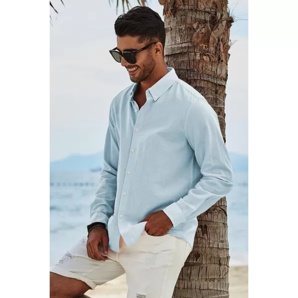 JMIERR Men's Cotton Linen Button Down Shirt Casual Stylish Long Sleeve Business Dress Shirts