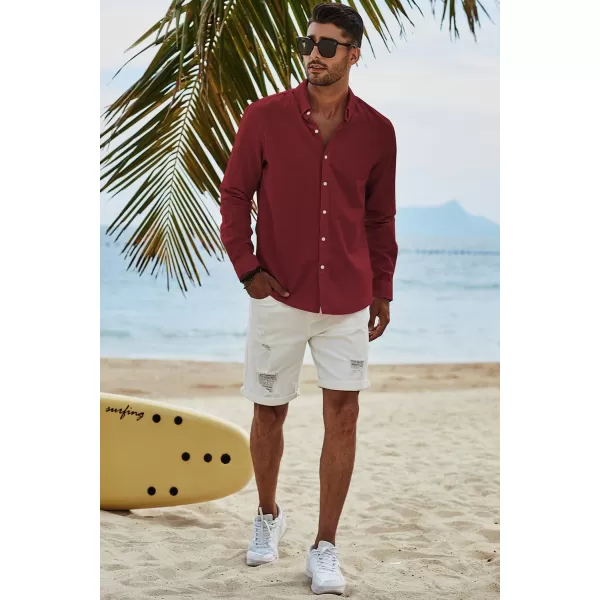 JMIERR Men's Cotton Linen Button Down Shirt Casual Stylish Long Sleeve Business Dress Shirts