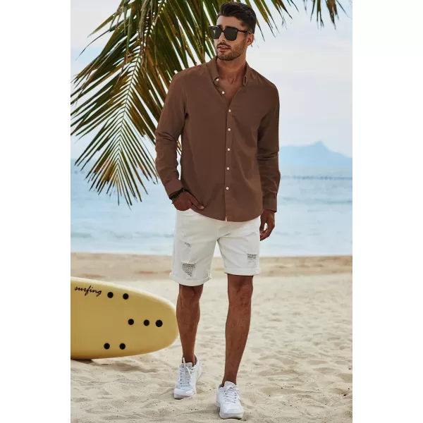 JMIERR Men's Cotton Linen Button Down Shirt Casual Stylish Long Sleeve Business Dress Shirts