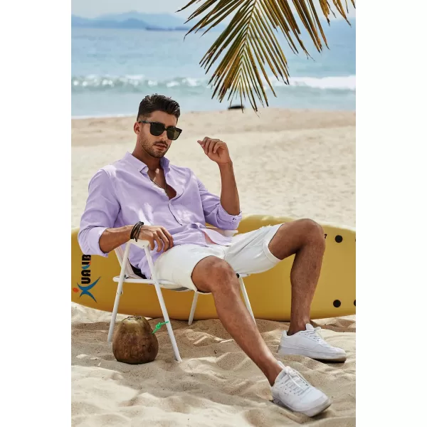 JMIERR Men's Cotton Linen Button Down Shirt Casual Stylish Long Sleeve Business Dress Shirts