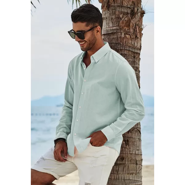 JMIERR Men's Cotton Linen Button Down Shirt Casual Stylish Long Sleeve Business Dress Shirts