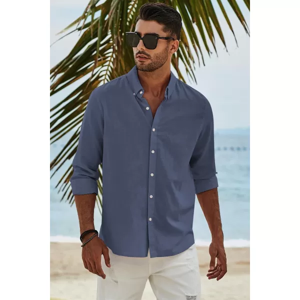 JMIERR Men's Cotton Linen Button Down Shirt Casual Stylish Long Sleeve Business Dress Shirts