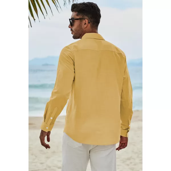 JMIERR Men's Cotton Linen Button Down Shirt Casual Stylish Long Sleeve Business Dress Shirts