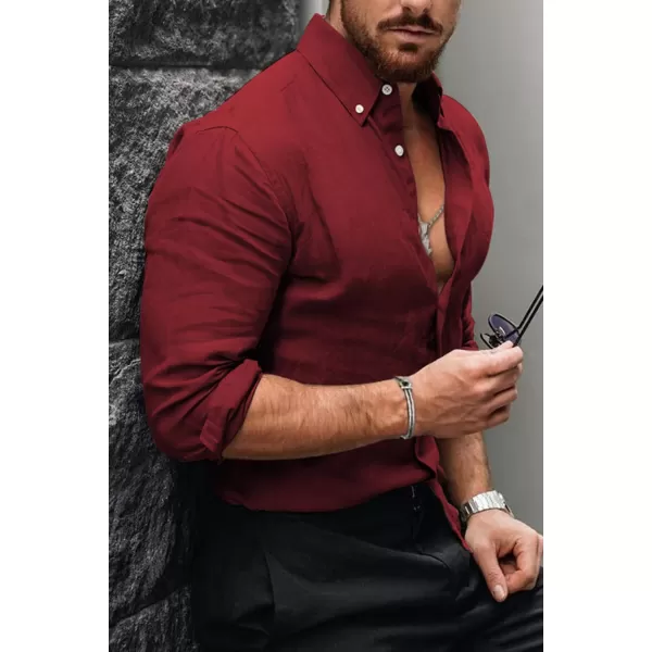 JMIERR Men's Cotton Linen Button Down Shirt Casual Stylish Long Sleeve Business Dress Shirts