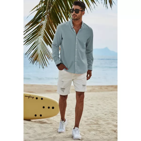 JMIERR Men's Cotton Linen Button Down Shirt Casual Stylish Long Sleeve Business Dress Shirts