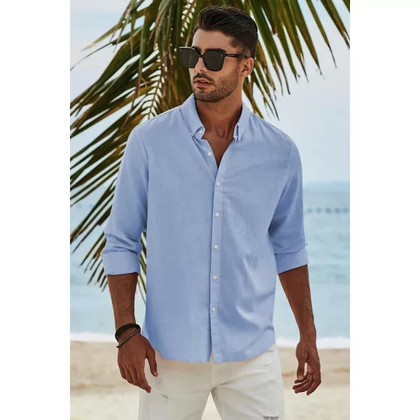 JMIERR Men's Cotton Linen Button Down Shirt Casual Stylish Long Sleeve Business Dress Shirts