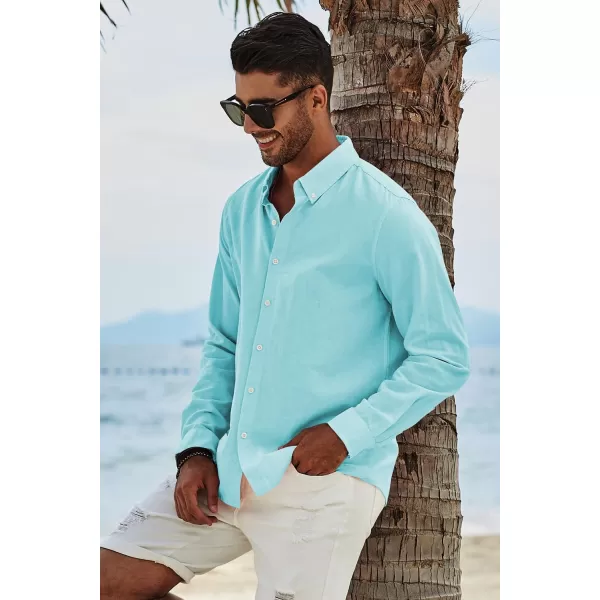 JMIERR Men's Cotton Linen Button Down Shirt Casual Stylish Long Sleeve Business Dress Shirts