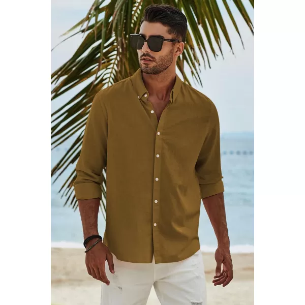 JMIERR Men's Cotton Linen Button Down Shirt Casual Stylish Long Sleeve Business Dress Shirts