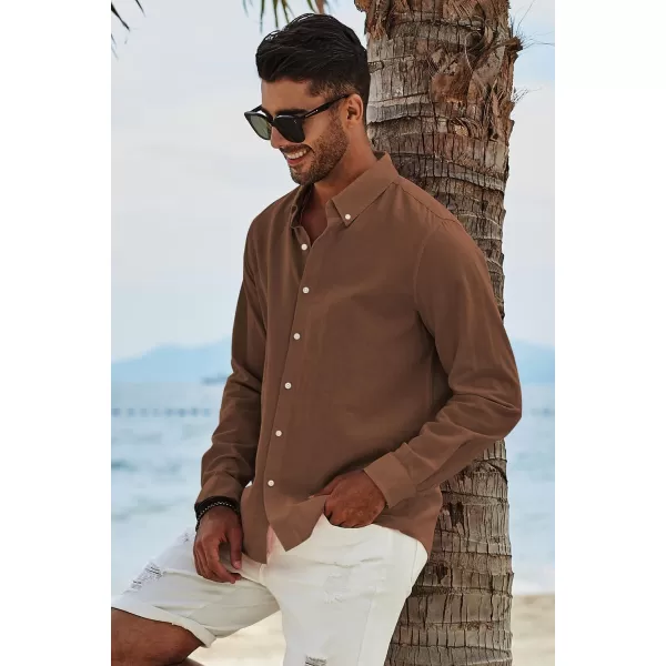 JMIERR Men's Cotton Linen Button Down Shirt Casual Stylish Long Sleeve Business Dress Shirts
