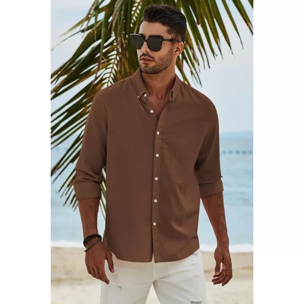 JMIERR Men's Cotton Linen Button Down Shirt Casual Stylish Long Sleeve Business Dress Shirts