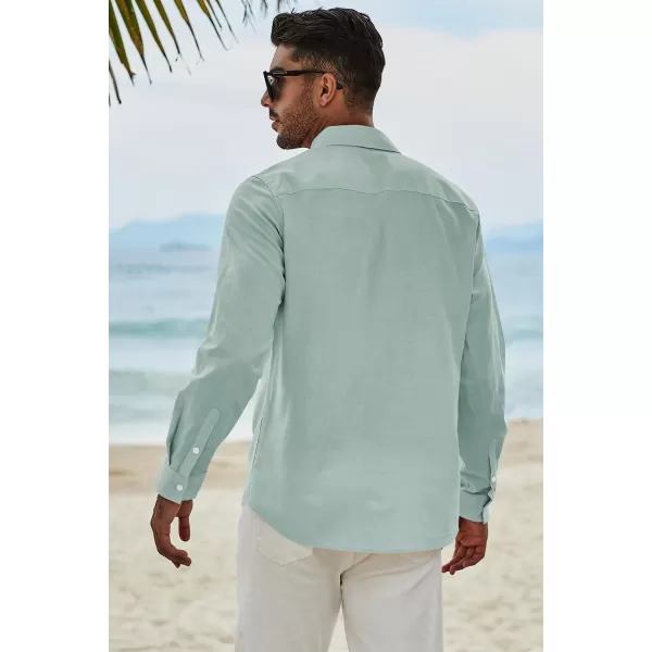 JMIERR Men's Cotton Linen Button Down Shirt Casual Stylish Long Sleeve Business Dress Shirts