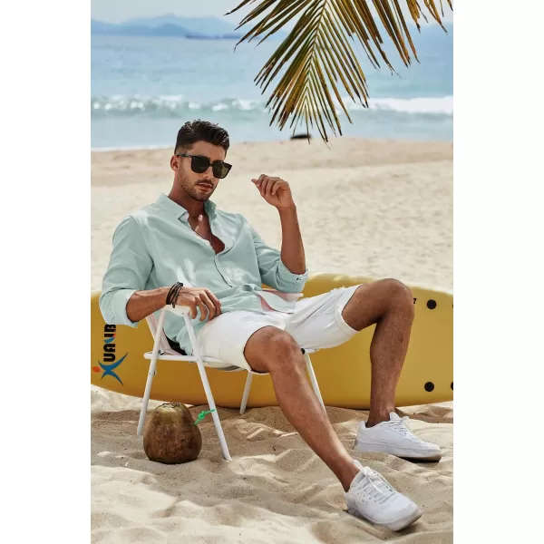 JMIERR Men's Cotton Linen Button Down Shirt Casual Stylish Long Sleeve Business Dress Shirts