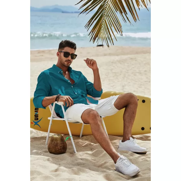 JMIERR Men's Cotton Linen Button Down Shirt Casual Stylish Long Sleeve Business Dress Shirts