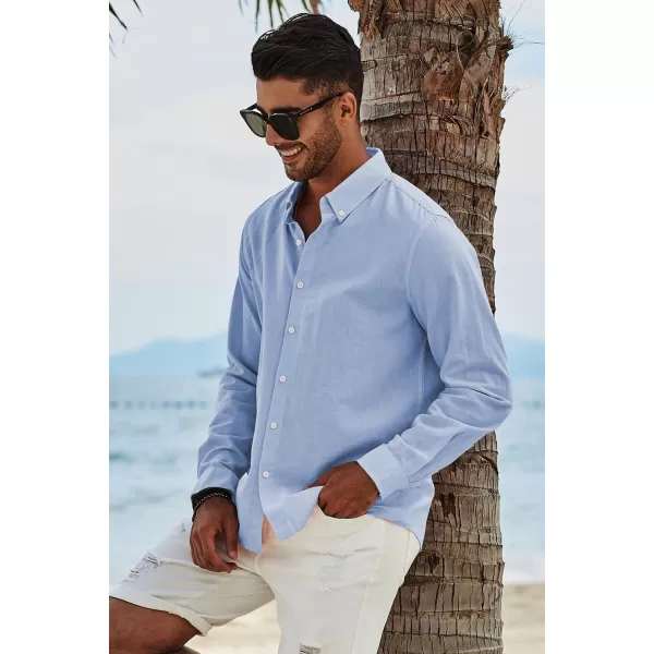 JMIERR Men's Cotton Linen Button Down Shirt Casual Stylish Long Sleeve Business Dress Shirts