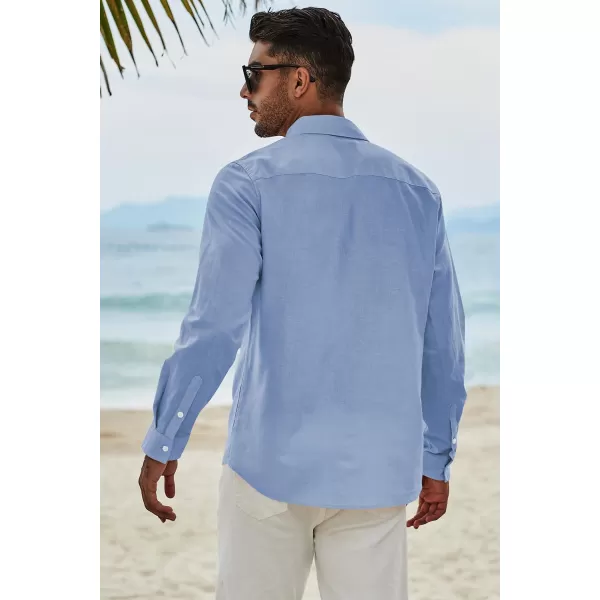 JMIERR Men's Cotton Linen Button Down Shirt Casual Stylish Long Sleeve Business Dress Shirts