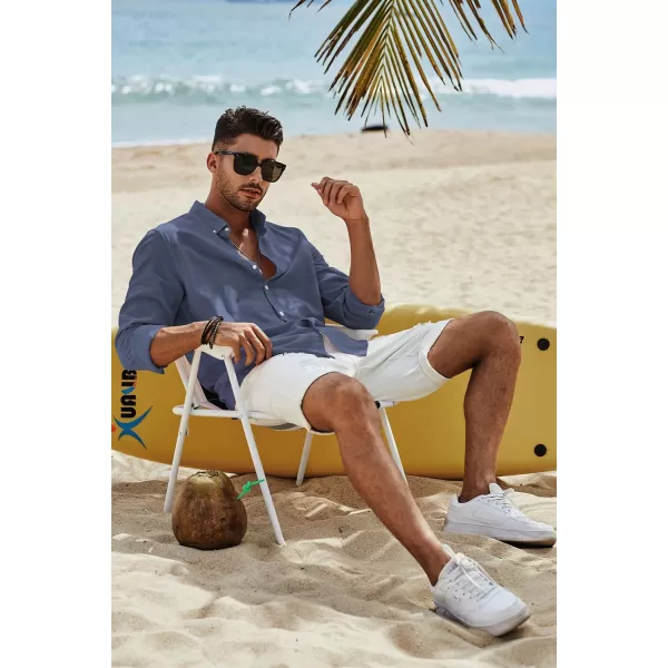 JMIERR Men's Cotton Linen Button Down Shirt Casual Stylish Long Sleeve Business Dress Shirts