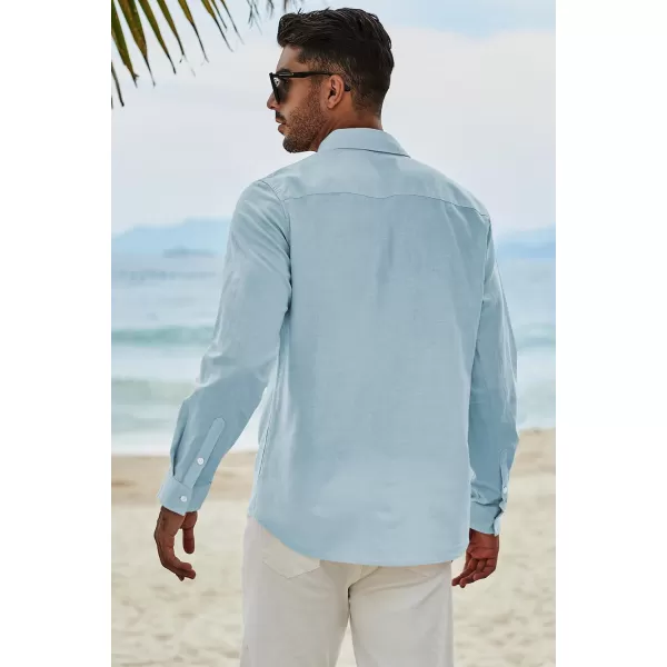 JMIERR Men's Cotton Linen Button Down Shirt Casual Stylish Long Sleeve Business Dress Shirts