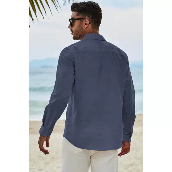 JMIERR Men's Cotton Linen Button Down Shirt Casual Stylish Long Sleeve Business Dress Shirts