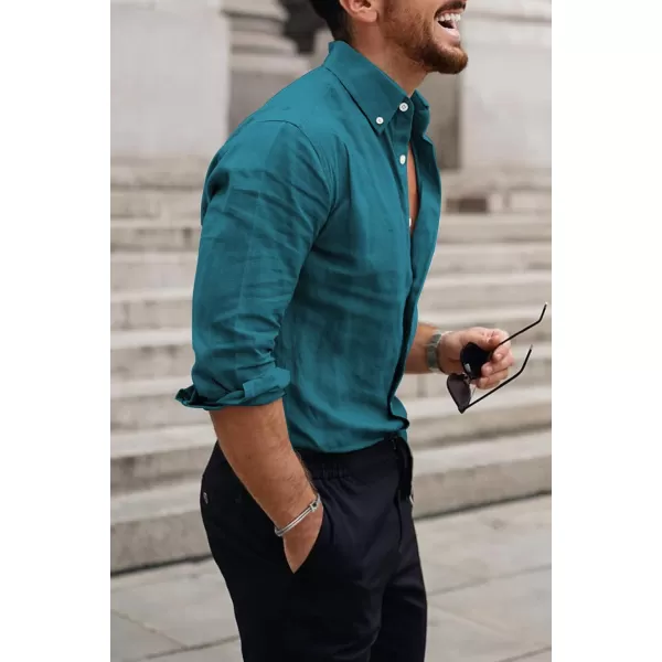 JMIERR Men's Cotton Linen Button Down Shirt Casual Stylish Long Sleeve Business Dress Shirts