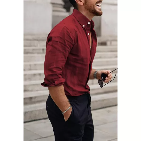 JMIERR Men's Cotton Linen Button Down Shirt Casual Stylish Long Sleeve Business Dress Shirts
