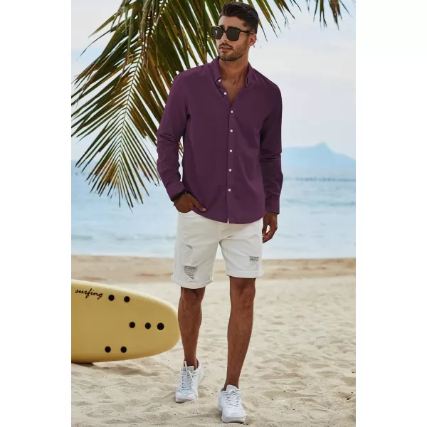 JMIERR Men's Cotton Linen Button Down Shirt Casual Stylish Long Sleeve Business Dress Shirts
