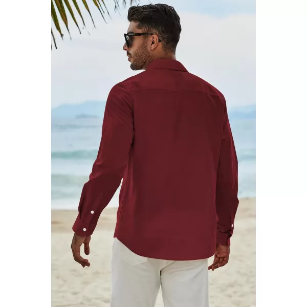 JMIERR Men's Cotton Linen Button Down Shirt Casual Stylish Long Sleeve Business Dress Shirts