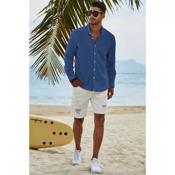 JMIERR Men's Cotton Linen Button Down Shirt Casual Stylish Long Sleeve Business Dress Shirts