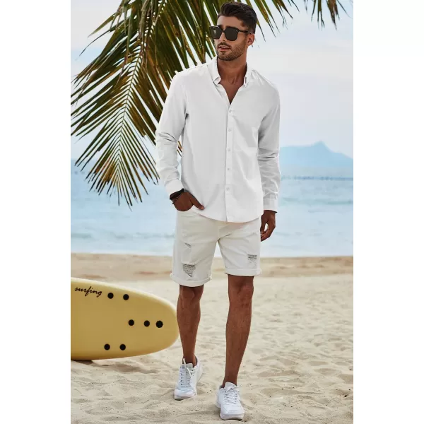 JMIERR Men's Cotton Linen Button Down Shirt Casual Stylish Long Sleeve Business Dress Shirts