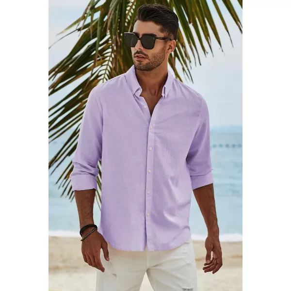 JMIERR Men's Cotton Linen Button Down Shirt Casual Stylish Long Sleeve Business Dress Shirts