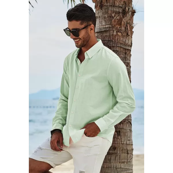 JMIERR Men's Cotton Linen Button Down Shirt Casual Stylish Long Sleeve Business Dress Shirts