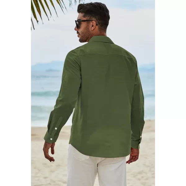 JMIERR Men's Cotton Linen Button Down Shirt Casual Stylish Long Sleeve Business Dress Shirts