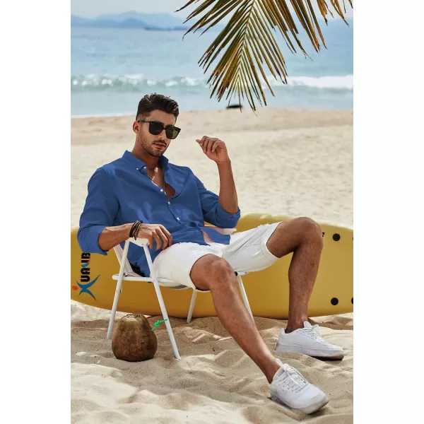 JMIERR Men's Cotton Linen Button Down Shirt Casual Stylish Long Sleeve Business Dress Shirts