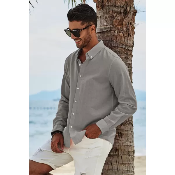 JMIERR Men's Cotton Linen Button Down Shirt Casual Stylish Long Sleeve Business Dress Shirts