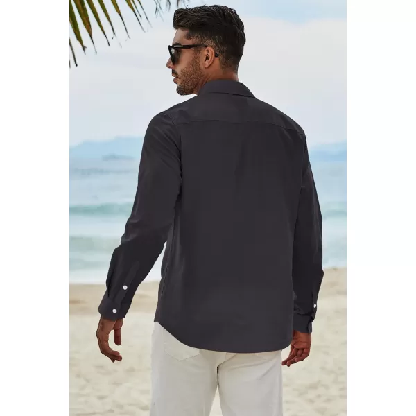 JMIERR Men's Cotton Linen Button Down Shirt Casual Stylish Long Sleeve Business Dress Shirts