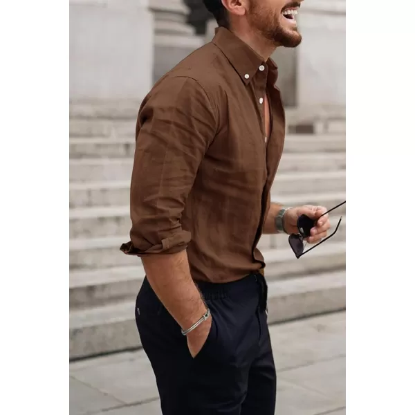 JMIERR Men's Cotton Linen Button Down Shirt Casual Stylish Long Sleeve Business Dress Shirts