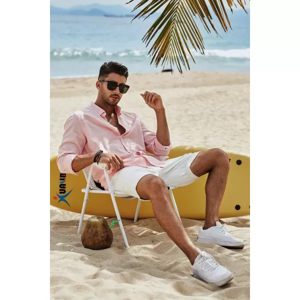 JMIERR Men's Cotton Linen Button Down Shirt Casual Stylish Long Sleeve Business Dress Shirts