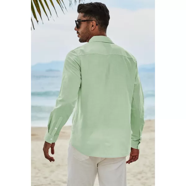 JMIERR Men's Cotton Linen Button Down Shirt Casual Stylish Long Sleeve Business Dress Shirts