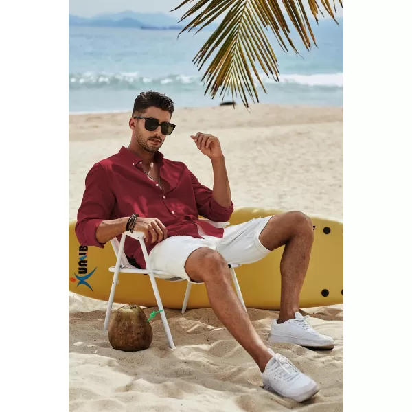 JMIERR Men's Cotton Linen Button Down Shirt Casual Stylish Long Sleeve Business Dress Shirts