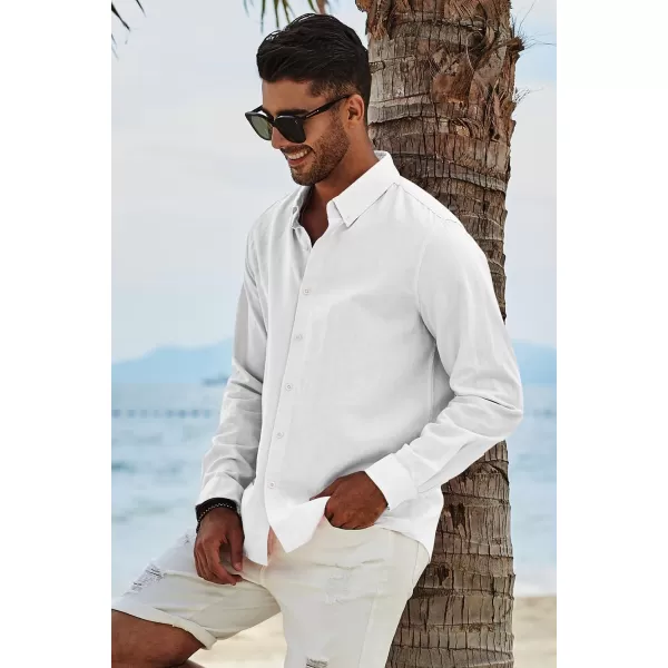 JMIERR Men's Cotton Linen Button Down Shirt Casual Stylish Long Sleeve Business Dress Shirts