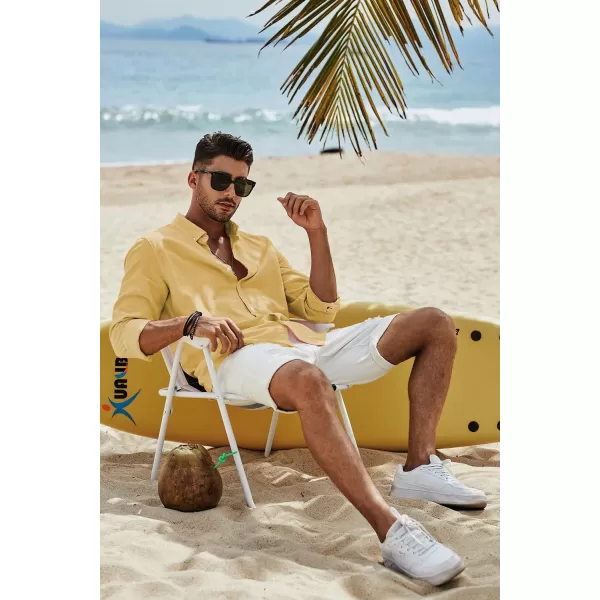 JMIERR Men's Cotton Linen Button Down Shirt Casual Stylish Long Sleeve Business Dress Shirts