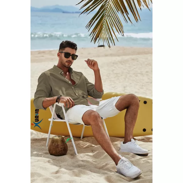 JMIERR Men's Cotton Linen Button Down Shirt Casual Stylish Long Sleeve Business Dress Shirts