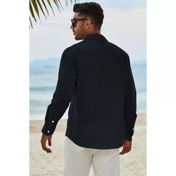 JMIERR Men's Cotton Linen Button Down Shirt Casual Stylish Long Sleeve Business Dress Shirts