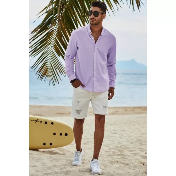 JMIERR Men's Cotton Linen Button Down Shirt Casual Stylish Long Sleeve Business Dress Shirts