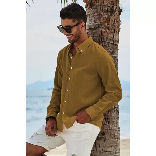 JMIERR Men's Cotton Linen Button Down Shirt Casual Stylish Long Sleeve Business Dress Shirts