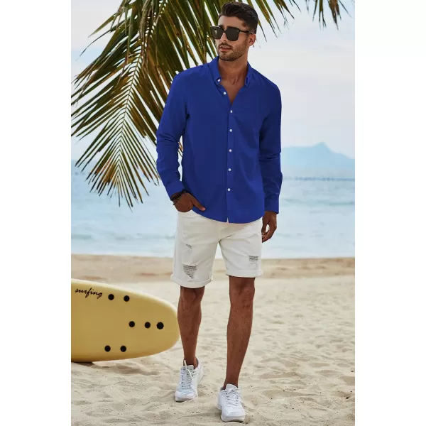JMIERR Men's Cotton Linen Button Down Shirt Casual Stylish Long Sleeve Business Dress Shirts