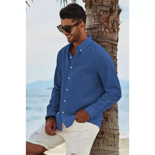JMIERR Men's Cotton Linen Button Down Shirt Casual Stylish Long Sleeve Business Dress Shirts
