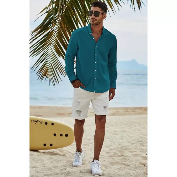 JMIERR Men's Cotton Linen Button Down Shirt Casual Stylish Long Sleeve Business Dress Shirts