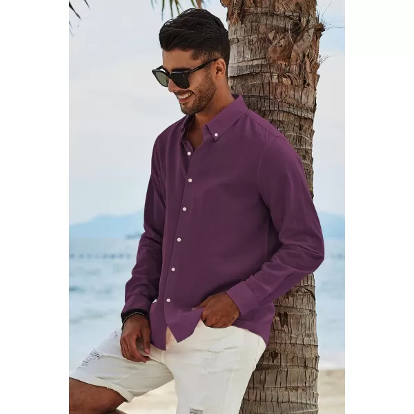 JMIERR Men's Cotton Linen Button Down Shirt Casual Stylish Long Sleeve Business Dress Shirts