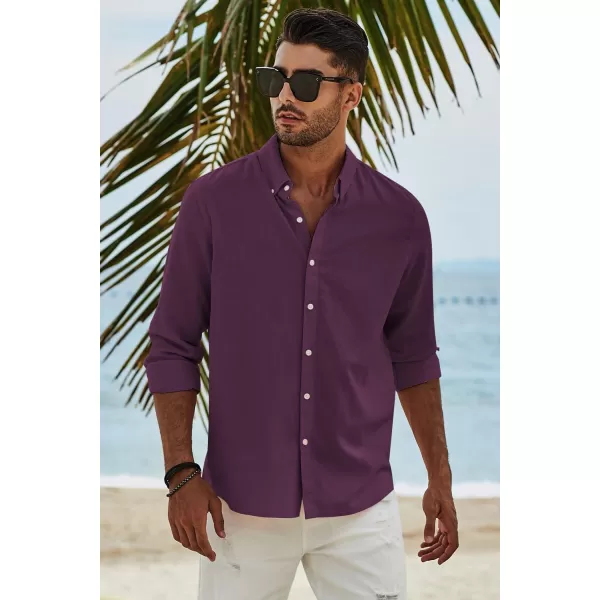 JMIERR Men's Cotton Linen Button Down Shirt Casual Stylish Long Sleeve Business Dress Shirts