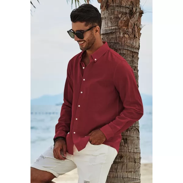 JMIERR Men's Cotton Linen Button Down Shirt Casual Stylish Long Sleeve Business Dress Shirts